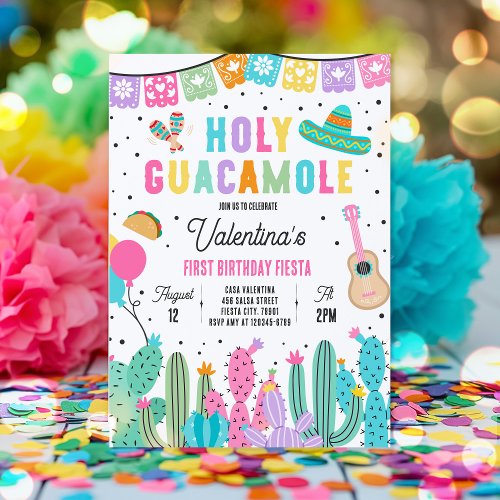 Holy Guacamole 1st Birthday Fiesta Party Invitation