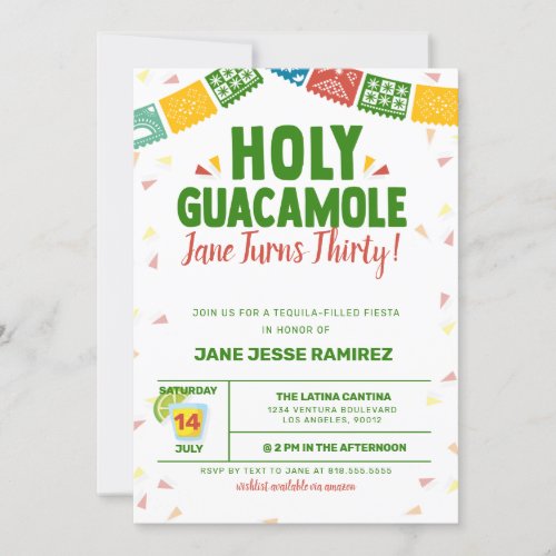Holy Guacamole 30th Birthday Fiesta Invitation