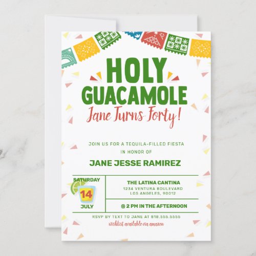 Holy Guacamole 40th Birthday Fiesta Invitation