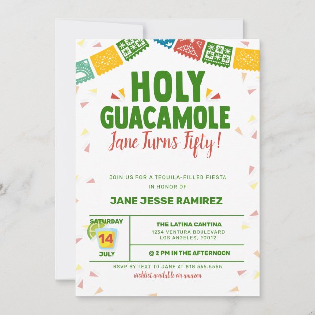 Holy Guacamole 50th Birthday Fiesta Invitation (Front)