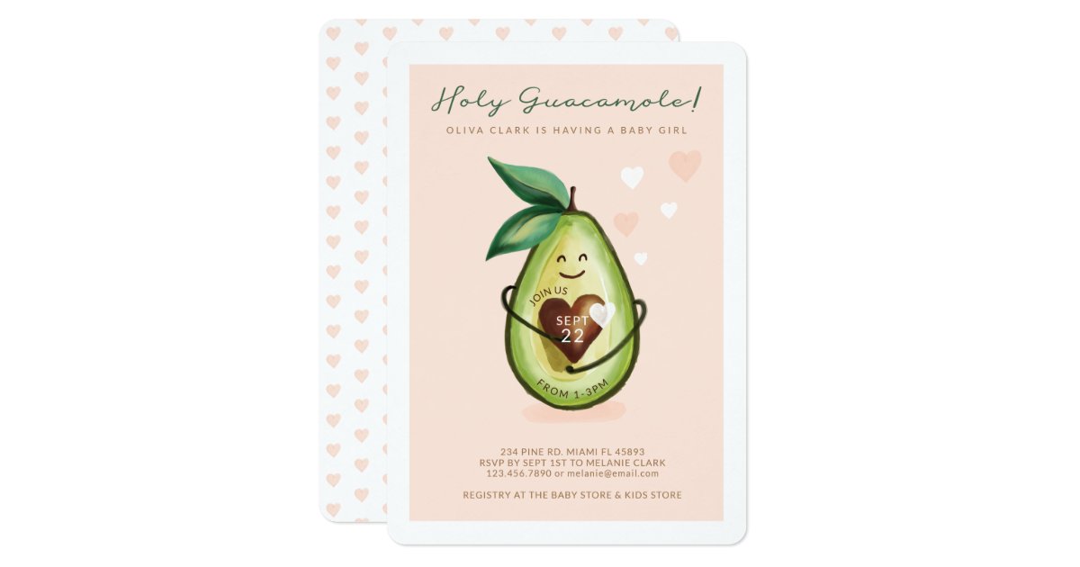 Holy Guacamole A Baby Girl Is On The Way Avocado Invitation