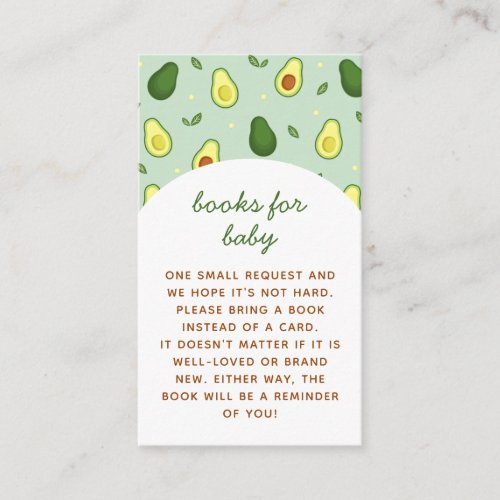 Holy Guacamole Avocado Baby Shower Book Request Enclosure Card
