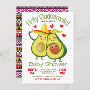 Holy Guacamole Avocado Baby Shower Fiesta Invitation