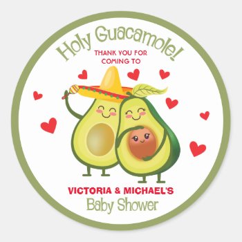 Holy Guacamole Avocado Baby Shower Fiesta Stickers by McBooboo at Zazzle