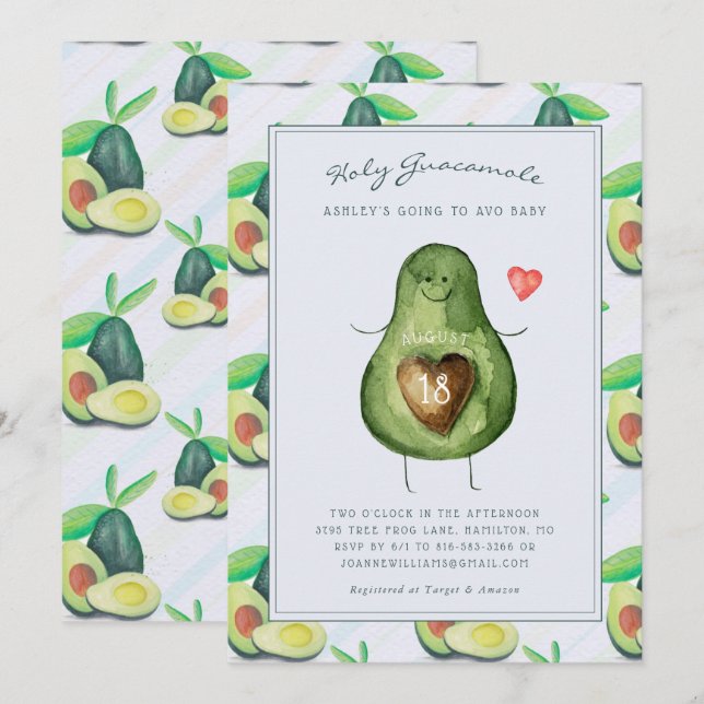 Holy Guacamole | Avocado Baby Shower Invitation (Front/Back)