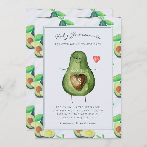 Holy Guacamole  Avocado Baby Shower Invitation