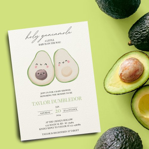 Holy Guacamole Avocado Baby Shower Invitation