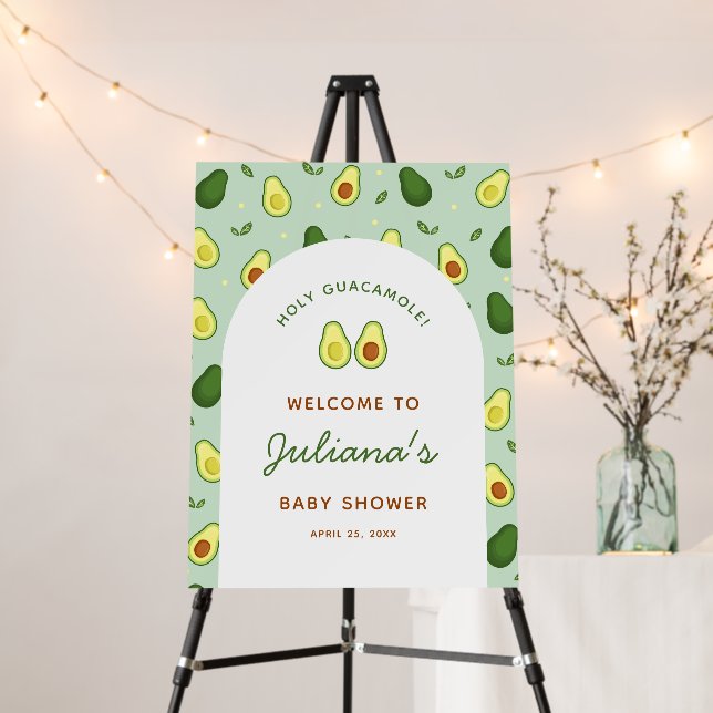 Holy Guacamole Avocado Baby Shower Welcome Sign (In Situ (Stand))
