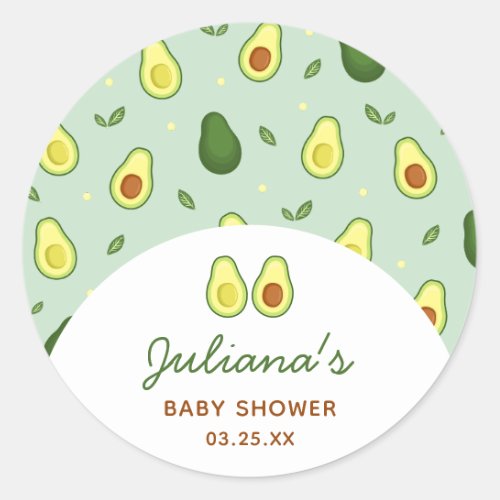 Holy Guacamole Avocado Green Baby Shower Classic Round Sticker