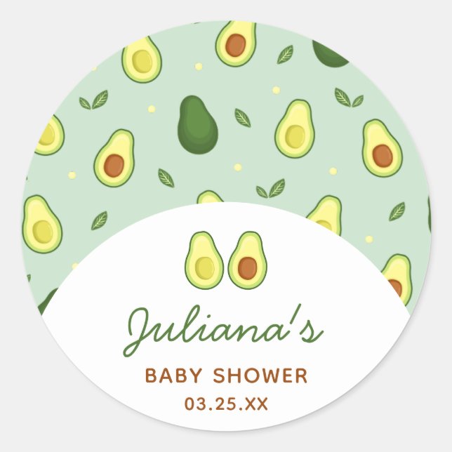 Holy Guacamole Avocado Green Baby Shower Classic Round Sticker (Front)