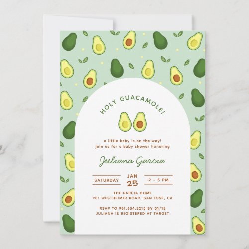 Holy Guacamole Avocado Green Baby Shower Invitation