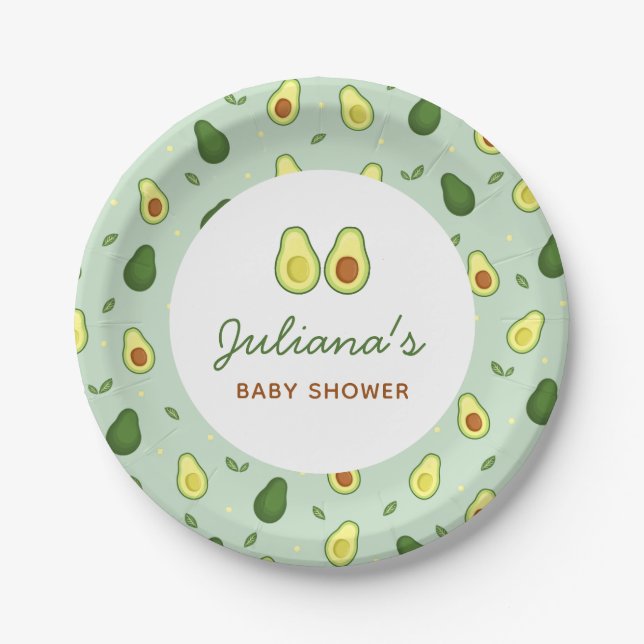 Holy Guacamole Avocado Green Baby Shower  Paper Plates (Front)