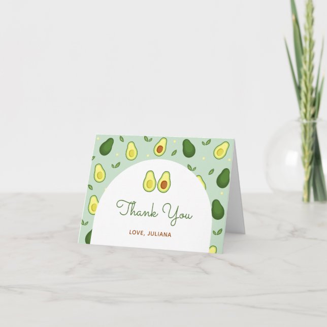 Holy Guacamole Avocado Green Baby Shower Thank You Card (Front)