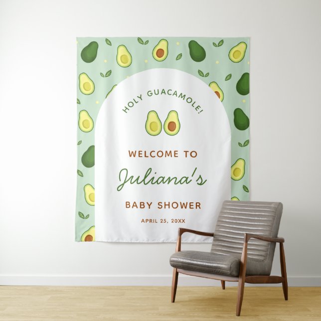 Holy Guacamole Avocado Green Backdrop Tapestry (In Situ)