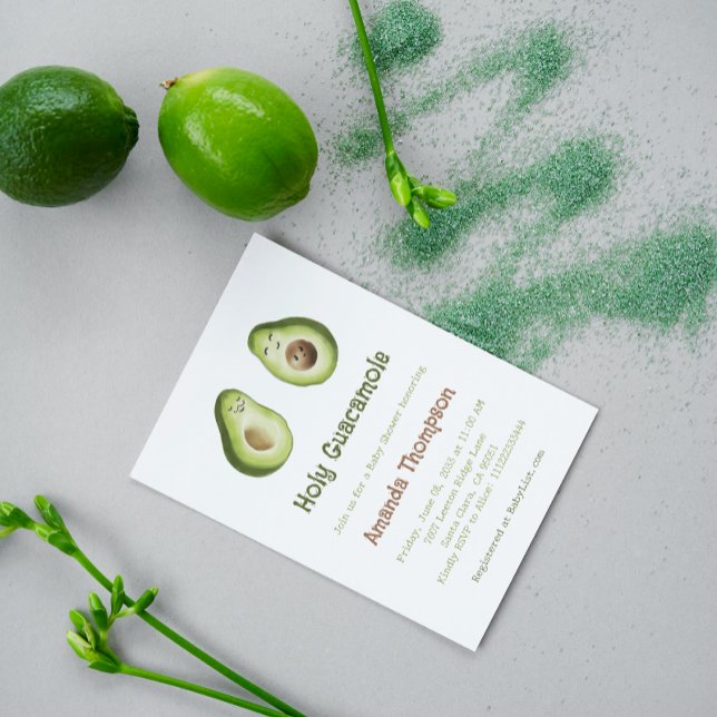 Holy Guacamole Avocado Mexican Fiesta Baby Shower Invitation (Creator Uploaded)
