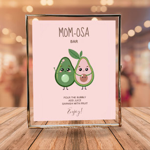 Holy Guacamole Avocado Mom-osa Bar Baby Shower Poster