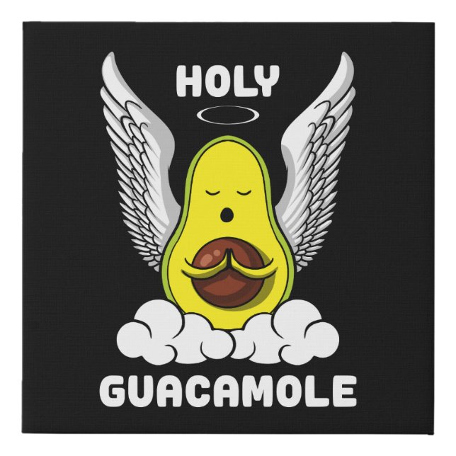Holy Guacamole Avocado Vegan Funny Joke Faux Canvas Print (Front)