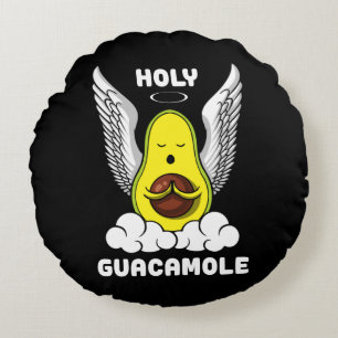 Holy Guacamole Avocado Vegan Funny Joke Round Pillow