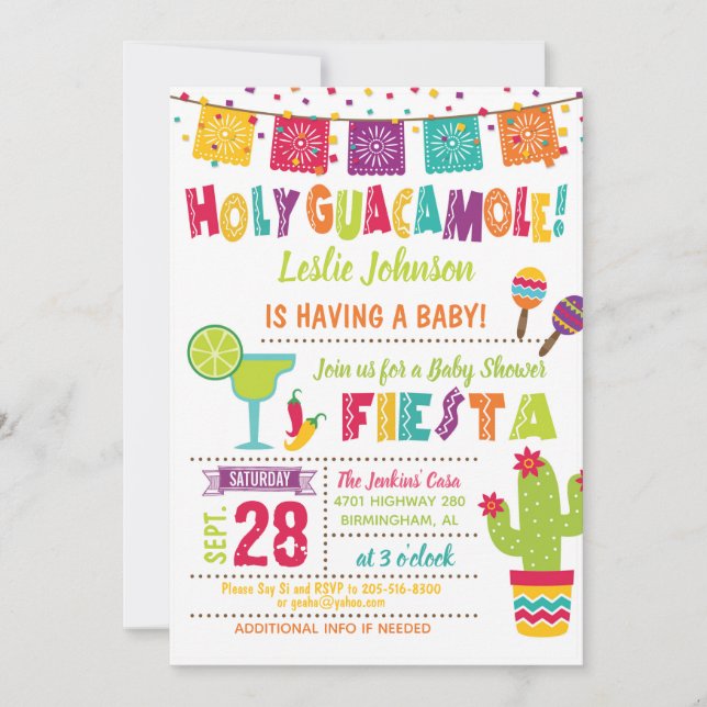 Holy Guacamole Baby Shower Fiesta Invitation (Front)