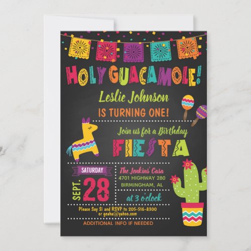 Holy Guacamole Birthday Fiesta Invitation _ Kid
