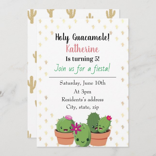 Holy Guacamole Birthday Invitation (Front/Back)
