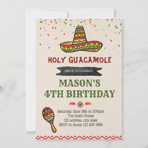 Holy guacamole  birthday party invitation