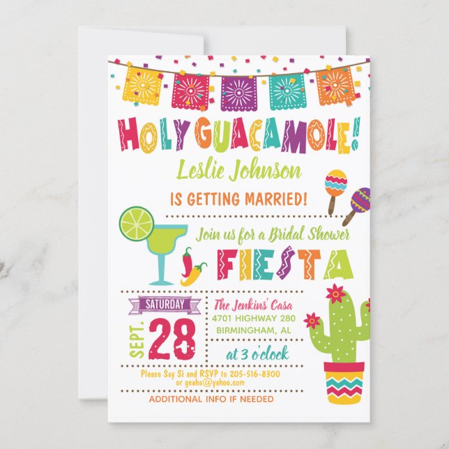 Holy Guacamole Bridal Shower Fiesta Invitation W (Front)