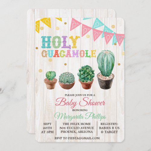 Holy Guacamole Cactus Baby Shower Invitation