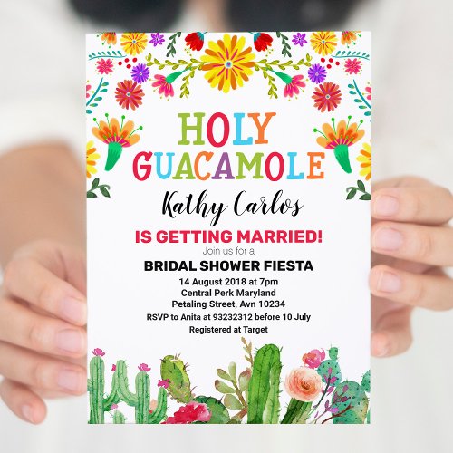 Holy Guacamole Cactus Fiesta Bridal Shower Invitation