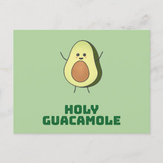 Holy guacamole - cute and happy kawaii avocado  postcard