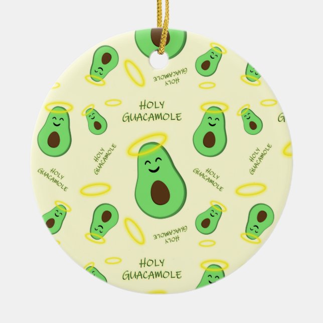 Holy Guacamole cute avocado Ceramic Ornament (Front)