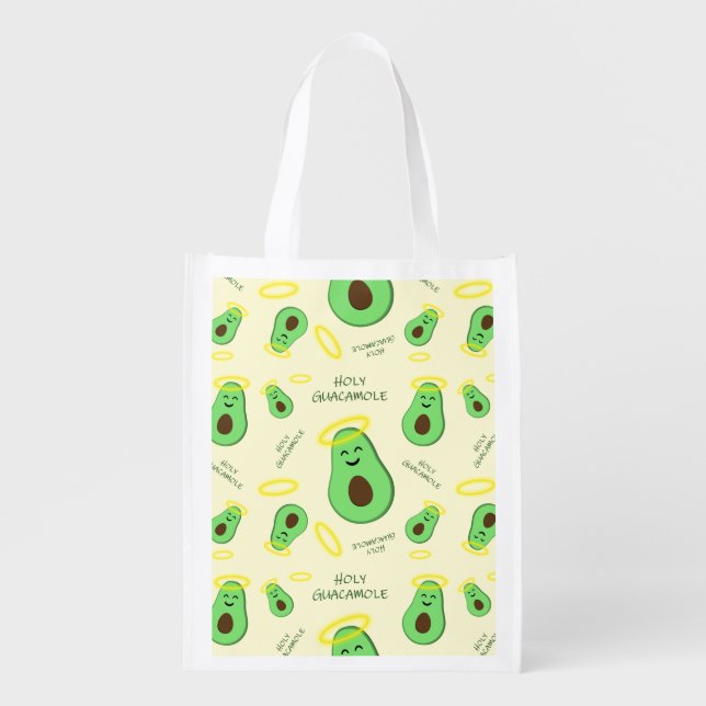 Holy Guacamole cute avocado Grocery Bag (Front)