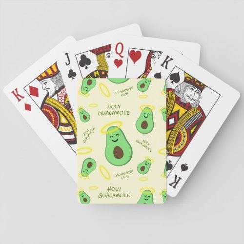 Holy Guacamole cute avocado Playing Cards