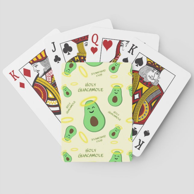 Holy Guacamole cute avocado Poker Cards (Back)