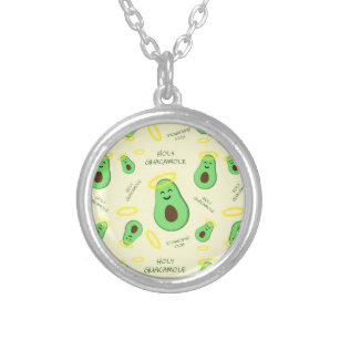 Holy Guacamole cute avocado Silver Plated Necklace