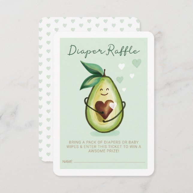 Holy Guacamole Cute & Fun Avocado Diaper Raffle Enclosure Card (Front/Back)