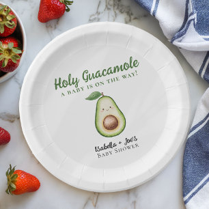 Holy Guacamole Cute Funny Baby Shower Paper Plates