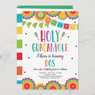 Holy Guacamole Dos 2nd Birthday Cactus Fiesta Invitation