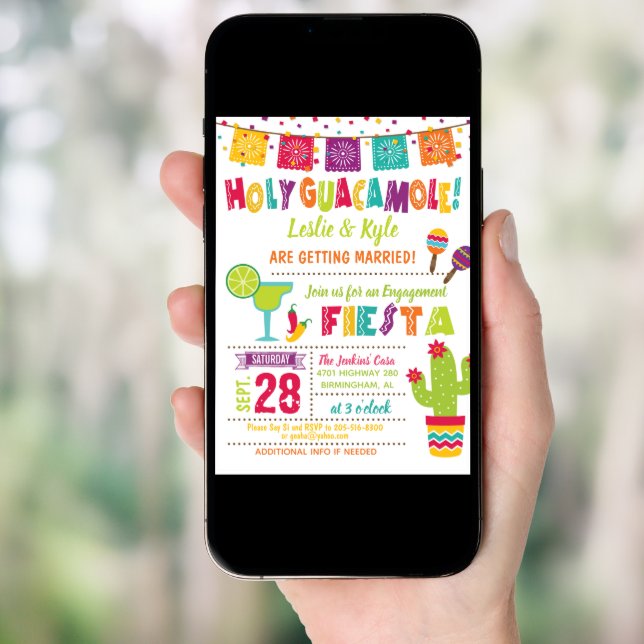 Holy Guacamole Engagement Fiesta Invitation White (Front Digital)