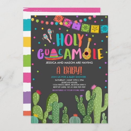 Holy Guacamole Fiesta Baby Shower Cactus  Invitation