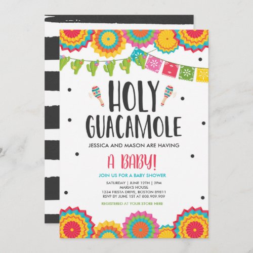Holy Guacamole Fiesta Baby Shower Cactus Invitation