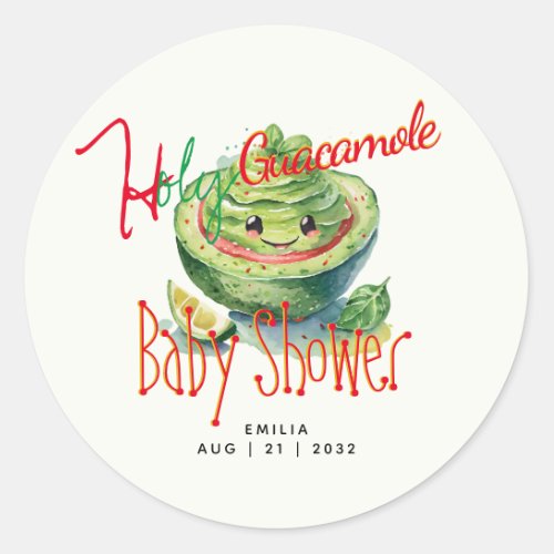 Holy Guacamole Fiesta Baby Shower CUSTOM Classic Round Sticker