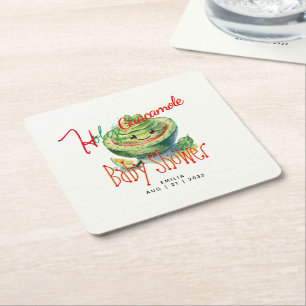 Holy Guacamole Fiesta Baby Shower CUSTOM Square Paper Coaster