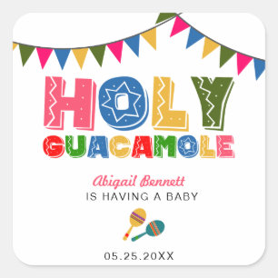 Holy Guacamole Fiesta Baby Shower Cute Colorful Square Sticker