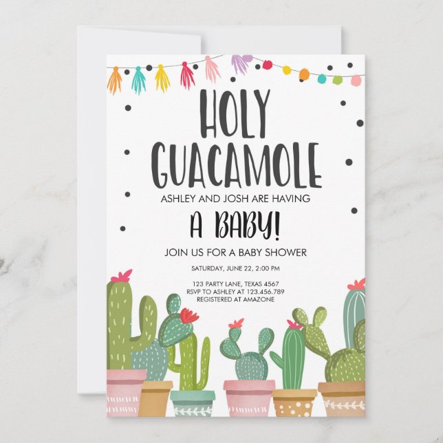 Holy Guacamole Fiesta Baby Shower Invitation (Front)