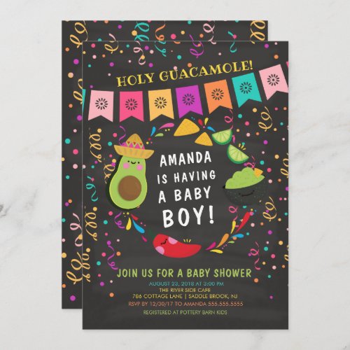 Holy Guacamole Fiesta Baby Shower Invitation