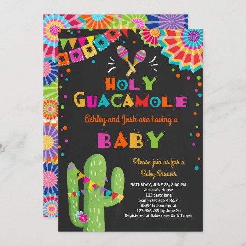 Holy Guacamole Fiesta Baby shower invite Mexican