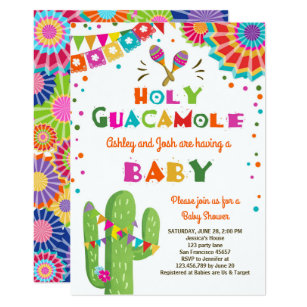 Mexican Fiesta Baby Shower Invitations Zazzle Holy Guacamole Fiesta Baby Shower Invite Mexican
