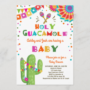 Holy Guacamole Fiesta Baby shower invite Mexican