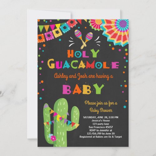 Holy Guacamole Fiesta Baby shower invite Mexican
